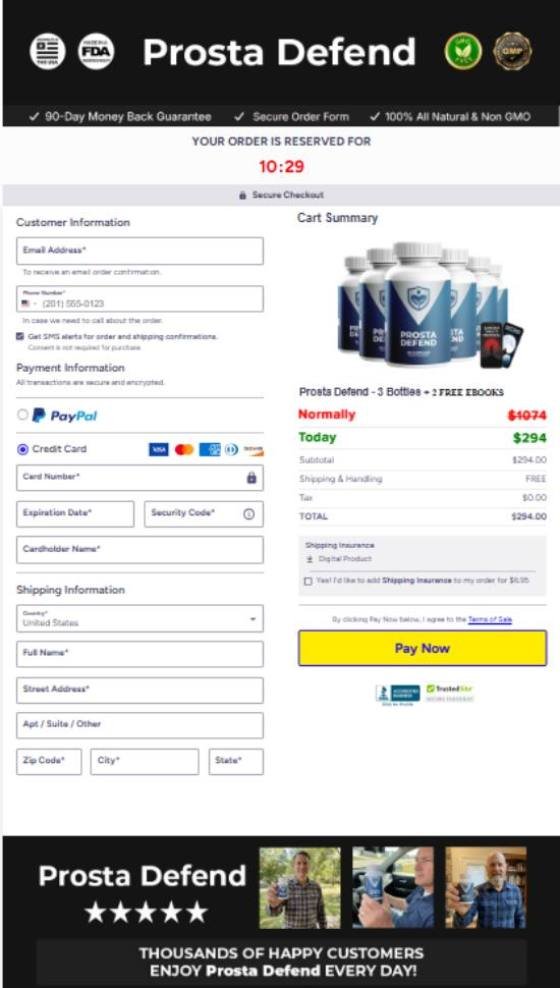 Prosta Defend purchase is secure with encrypted payment processing for customer safety