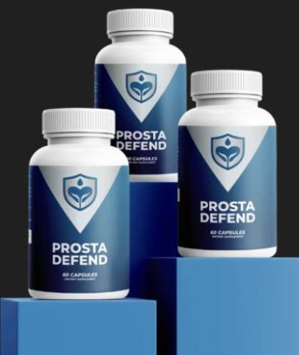 Prosta Defend natural supplement with description highlighting plant-based ingredients for prostate health