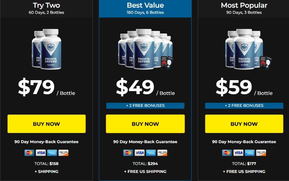 Prosta Defend promotion showing discounted price and free bonuses